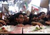 آئین وداع با پیکر پنج  شهید جنگ رمضان در حرم مطهر رضوی