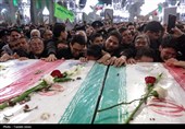 آئین وداع با پیکر پنج  شهید جنگ رمضان در حرم مطهر رضوی