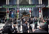 عرض ارادت دسته‌جات عزاداری امام صادق (ع) در حرم حضرت معصومه(س)