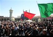 عرض ارادت دسته‌جات عزاداری امام صادق (ع) در حرم حضرت معصومه(س)