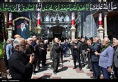 عرض ارادت دسته‌جات عزاداری امام صادق (ع) در حرم حضرت معصومه(س)