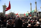 عرض ارادت دسته‌جات عزاداری امام صادق (ع) در حرم حضرت معصومه(س)