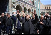 عرض ارادت دسته‌جات عزاداری امام صادق (ع) در حرم حضرت معصومه(س)