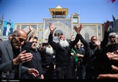 عرض ارادت دسته‌جات عزاداری امام صادق (ع) در حرم حضرت معصومه(س)