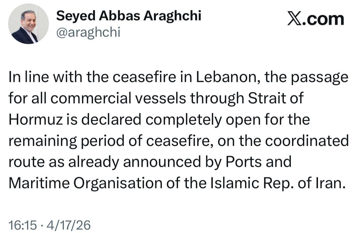 سید عباس عراقچی , تنگه هرمز , جنگ آمریکا و رژیم صهیونیستی علیه ایران , 