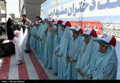 گلباران دخترانه حرم امام رضا(ع) در روز ولادت حضرت معصومه(س)