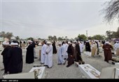 حضور 30 عالم اهل سنت و تشییع قشم در مزار گلزار شهدا و دبستان شجره طیبه میناب