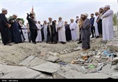 حضور 30 عالم اهل سنت و تشییع قشم در مزار گلزار شهدا و دبستان شجره طیبه میناب