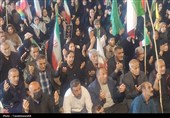 پرچم رضوی بر فراز کهگیلویه؛ باران و اشک شوق مردم
