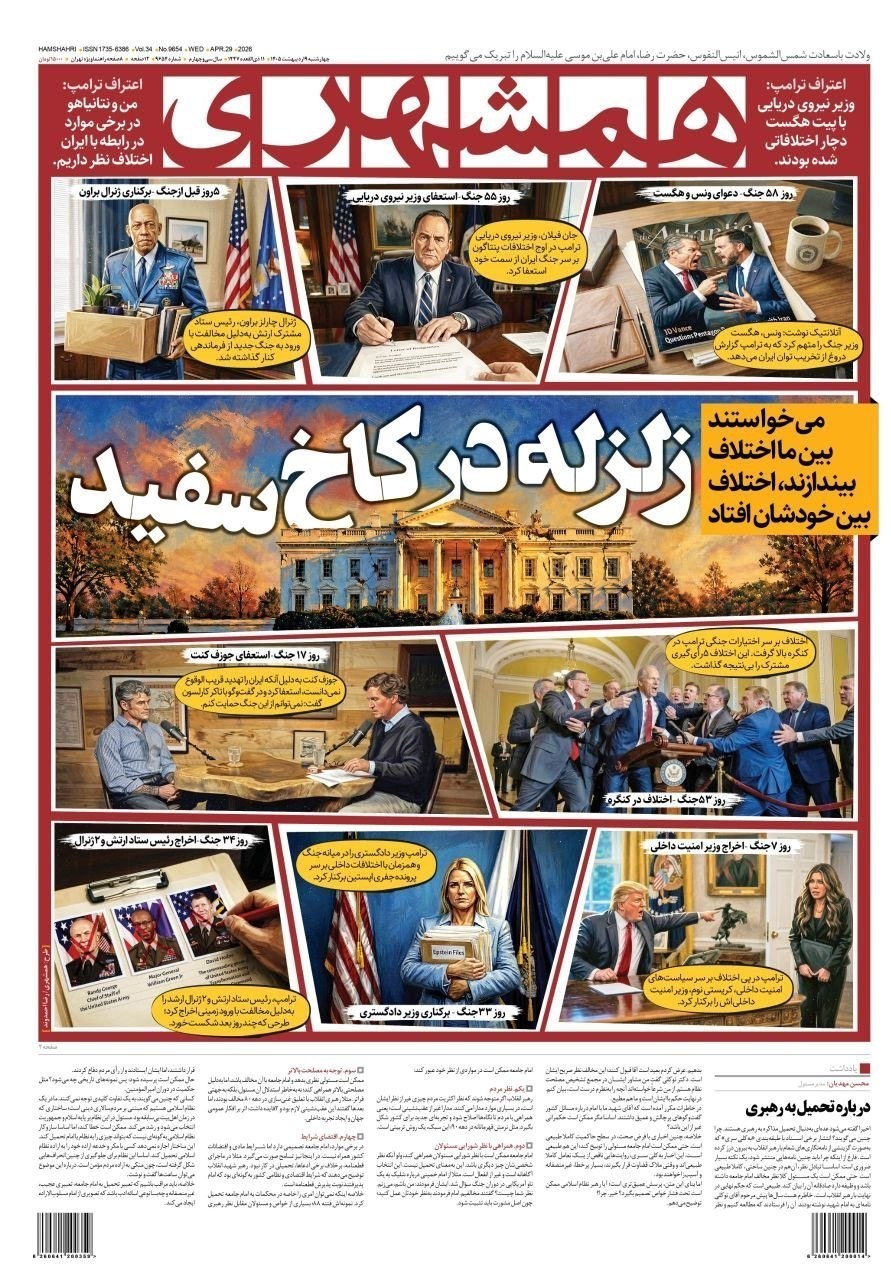 روزنامه کیهان , روزنامه وطن امروز , روزنامه خراسان , روزنامه جوان , روزنامه همشهری , 