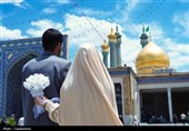 میزبانی اتاق عقد حرم بانوی کرامت از 90 زوج جوان در روز ازدواج + تصاویر