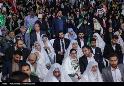 جشن پیوند 63 زوج دانشجو در اجتماع شبانه بوشهری‌ها+تصاویر
