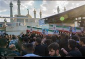 وداع با پیکر دو شهید بسیجی در حرم حضرت معصومه(س)