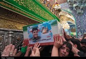 وداع با پیکر دو شهید بسیجی در حرم حضرت معصومه(س)