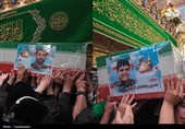 وداع با پیکر دو شهید بسیجی در حرم حضرت معصومه(س)