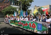 طنین «لبیک یا خامنه‌ای» در راهپیمایی باشکوه 15 خرداد ورامین