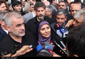 فرزانه صادق وزیر راه و شهرسازی در آیین افتتاح راه‌آهن اردبیل- میانه