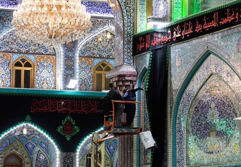 حرم امام حسین(ع) سیاه‌پوش شد