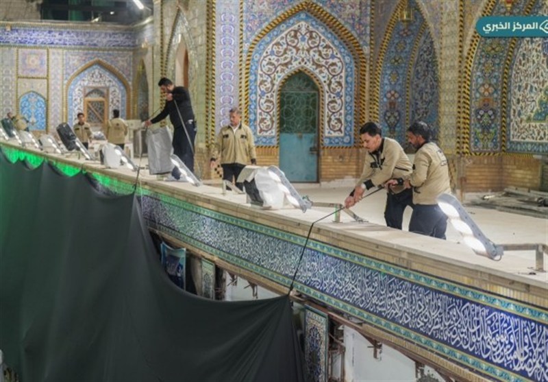 آغاز سیاه‌پوشی حرم مطهر امامین کاظمین(ع) در آستانه ماه محرم