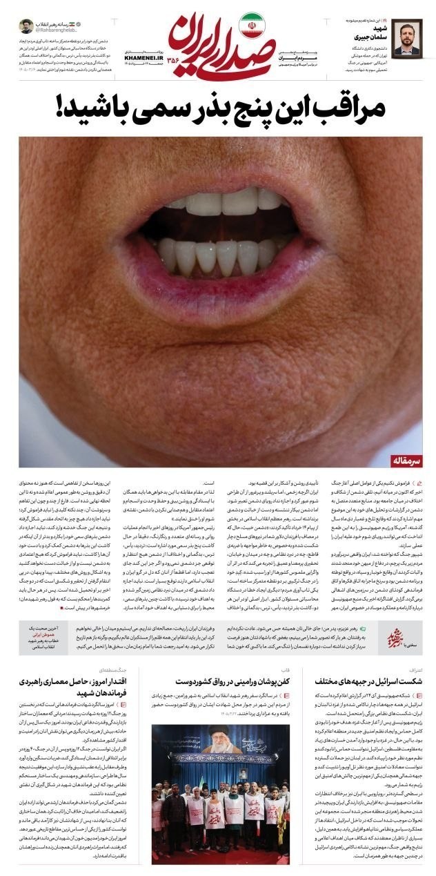 روزنامه وطن امروز , روزنامه کیهان , روزنامه خراسان , روزنامه جوان , روزنامه همشهری , روزنامه جام جم , روزنامه فرهیختگان , روزنامه اینترنتی صدای ایران , 