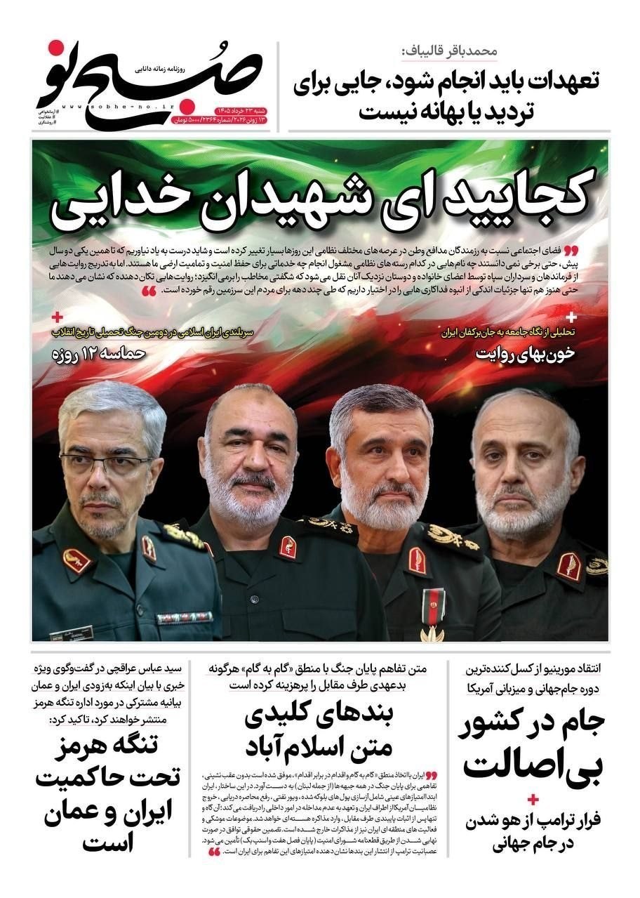 روزنامه وطن امروز , روزنامه کیهان , روزنامه خراسان , روزنامه جوان , روزنامه همشهری , روزنامه جام جم , روزنامه فرهیختگان , روزنامه اینترنتی صدای ایران , 