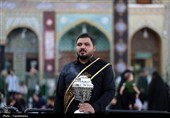پرچم حرم بانوی کرامت به رنگ عزا درآمد