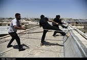 آیین برافراشته شدن خیمه امامزاده هارونیه اصفهان