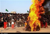 آیین خیمه‌برداری نوش‌آباد با یاد شهدای میناب برگزار شد