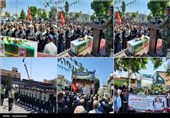 وداع باشکوه قروه با شهید فراجا؛ محمدحسن بیگی بر دستان مردم تشییع شد