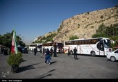 بدرقه زائران مراسم وداع با رهبر شهید انقلاب - شیراز