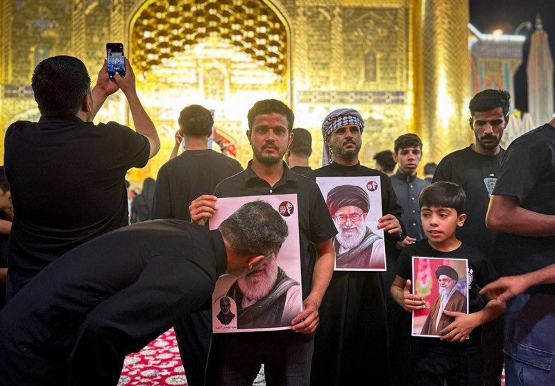 تشییع آیتاللهالعظمی سید علی خامنهای , تشییع امام شهید , تشییع رهبر شهید , بدرقه آقای شهید ایران , شهر نجف اشرف ,