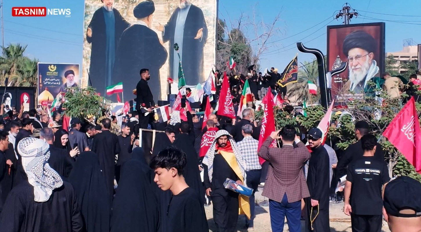 تشييع الامام الخامنئي في العراق , تشييع الامام الخامنئي , الإمام الخامنئي , استشهاد الإمام الخامنئي , النجف ,