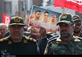تشییع باشکوه سه سرباز شهید پادگان بمپور در رفسنجان