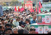 تشییع باشکوه سه سرباز شهید پادگان بمپور در رفسنجان