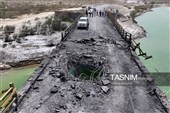 خسارت حملات موشکی آمریکا به پل های بندر خمیر - هرمزگان