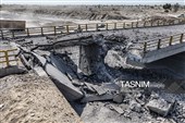 خسارت حملات موشکی آمریکا به پل های بندر خمیر - هرمزگان