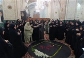 Pilgrims Honor Female Martyrs of Resistance Front at Imam Reza Shrine