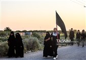 Паломники, совершающие паломничество в Кербелу, идут по длинным дорогам