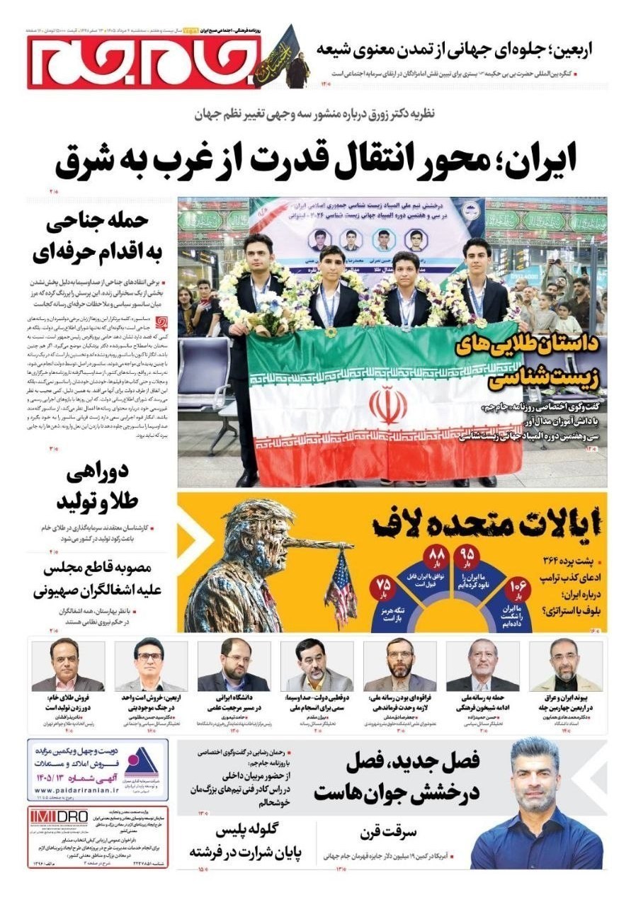 روزنامه وطن امروز , روزنامه کیهان , روزنامه خراسان , روزنامه جوان , روزنامه همشهری , روزنامه جام جم , روزنامه فرهیختگان , 