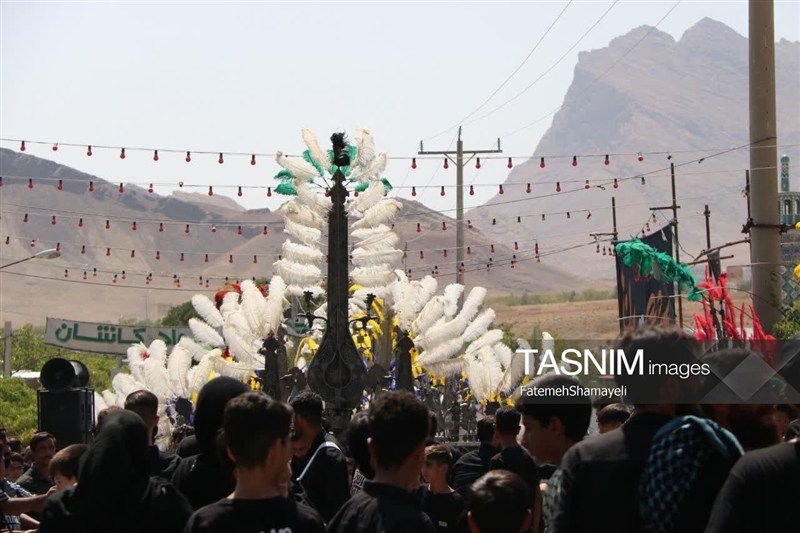 برپایی مراسم جاماندگان اربعین در آستان مقدس علی بن باقر(ع) مشهد اردهال کاشان , اخبار کاشان , اربعین 1405 , اربعین ,
