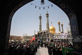 حضور دسته‌جات عزاداری در حرم بانوی کرامت