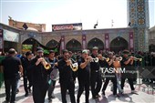 حضور دسته‌جات عزاداری در حرم بانوی کرامت