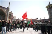 حضور دسته‌جات عزاداری در حرم بانوی کرامت