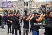 حضور دسته‌جات عزاداری در حرم بانوی کرامت