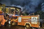 تلاش آتش‌نشانان گلستانی برای خاموش کردن حریق بازار گرگان