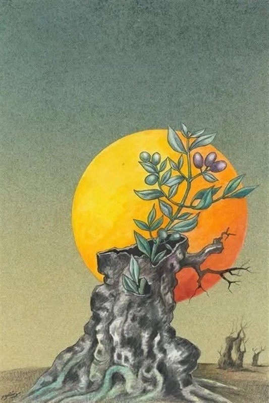 کشور فلسطین , کرانه باختری , نوار غزه , رژیم صهیونیستی (اسرائیل) , نقاشی , هنرهای تجسمی , شجرة الزیتون ,
