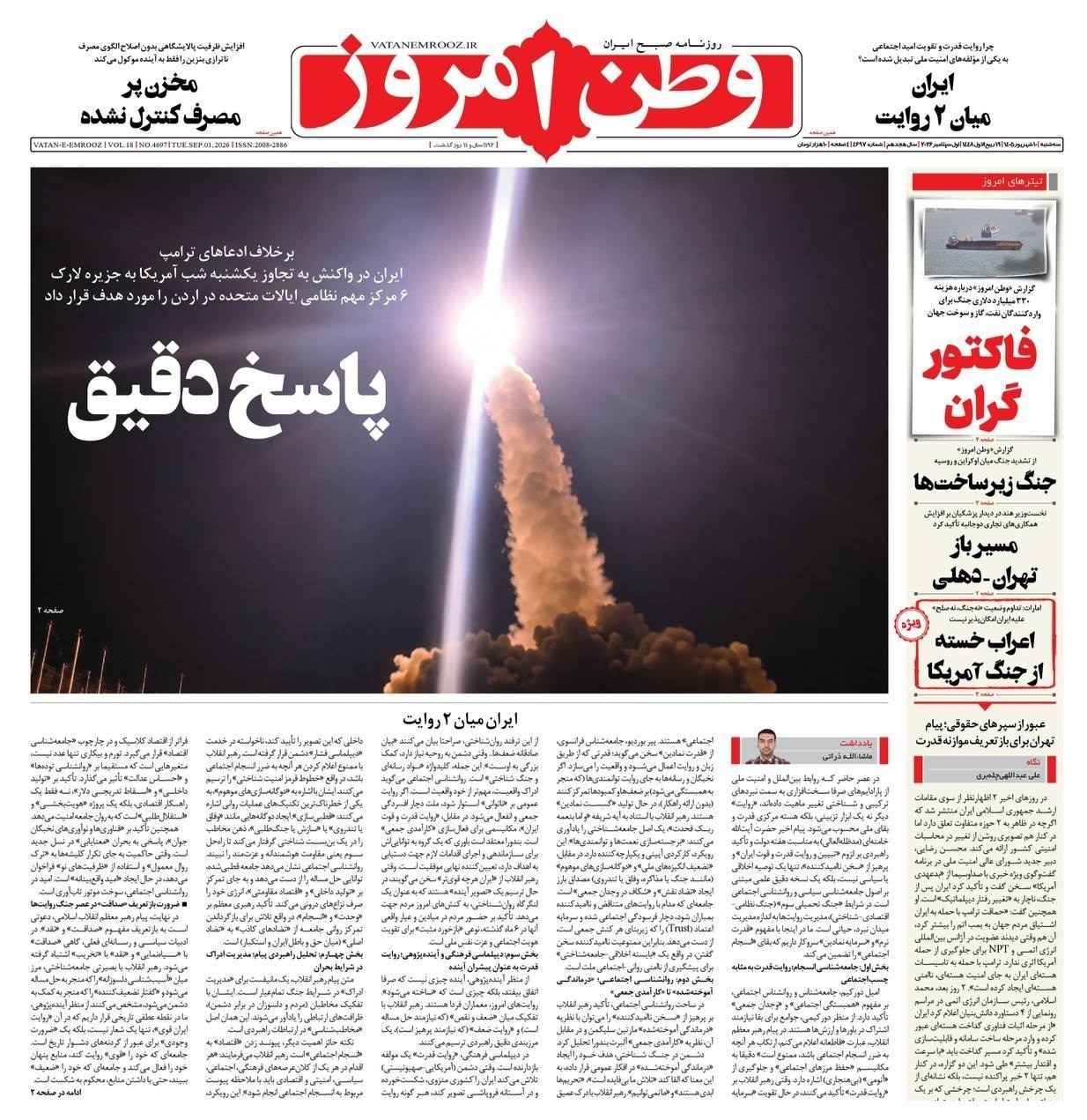 روزنامه وطن امروز , روزنامه کیهان , روزنامه خراسان , روزنامه جوان , روزنامه همشهری , روزنامه جام جم , روزنامه فرهیختگان , روزنامه اینترنتی صدای ایران , 
