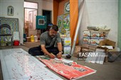 اندازه گیری و چینش کاشی و لعاب اولیه بر اساس نقش مورد نظر