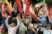 تجمع پرشور مردم دارالحماسه بوشهر در تجلیل از ضربه محکم مدافعان خلیج فارس به استکبار