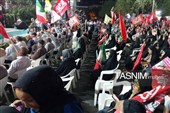 تجمع پرشور مردم دارالحماسه بوشهر در تجلیل از ضربه محکم مدافعان خلیج فارس به استکبار